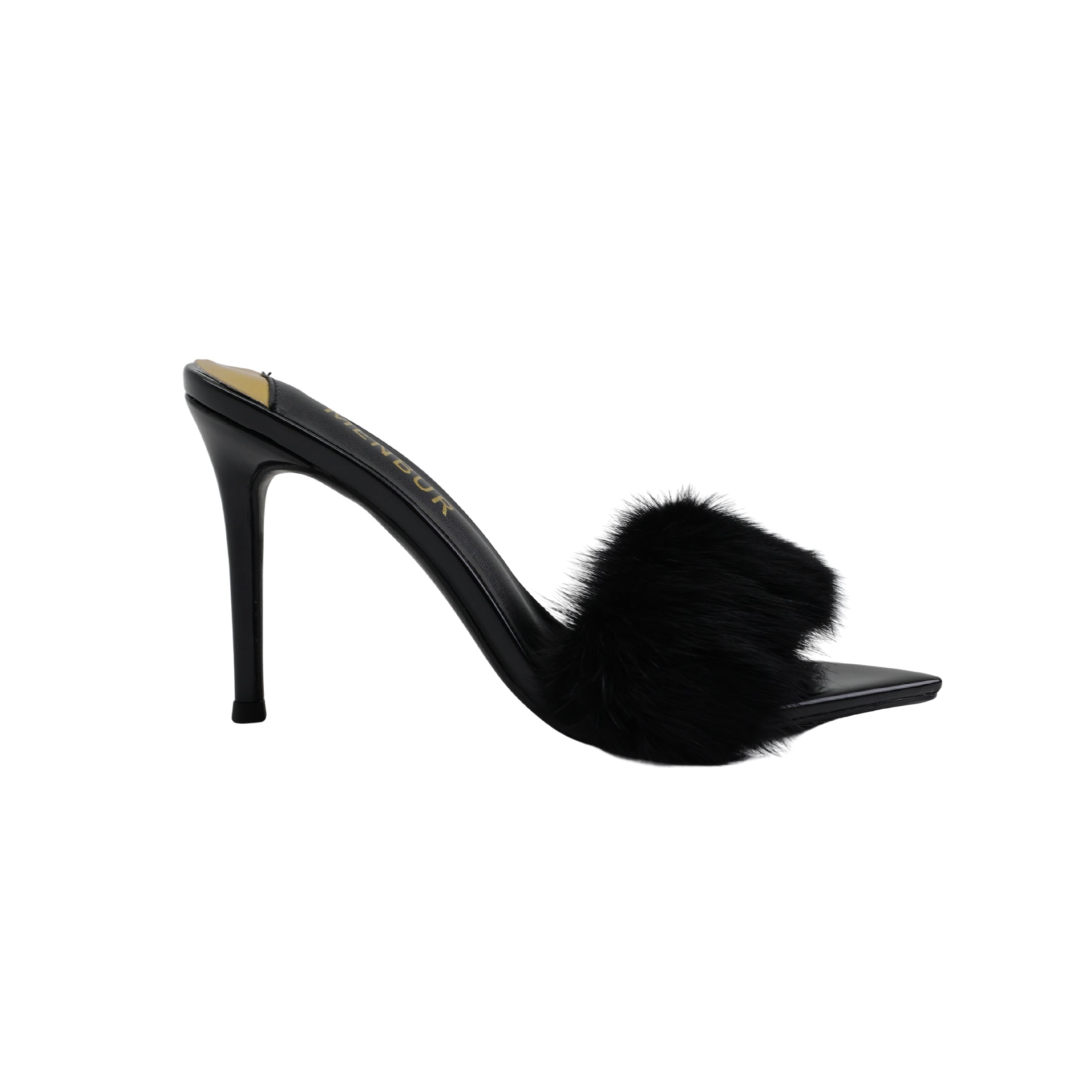 Menbur Heel Mh139  Open Toe Fur Black