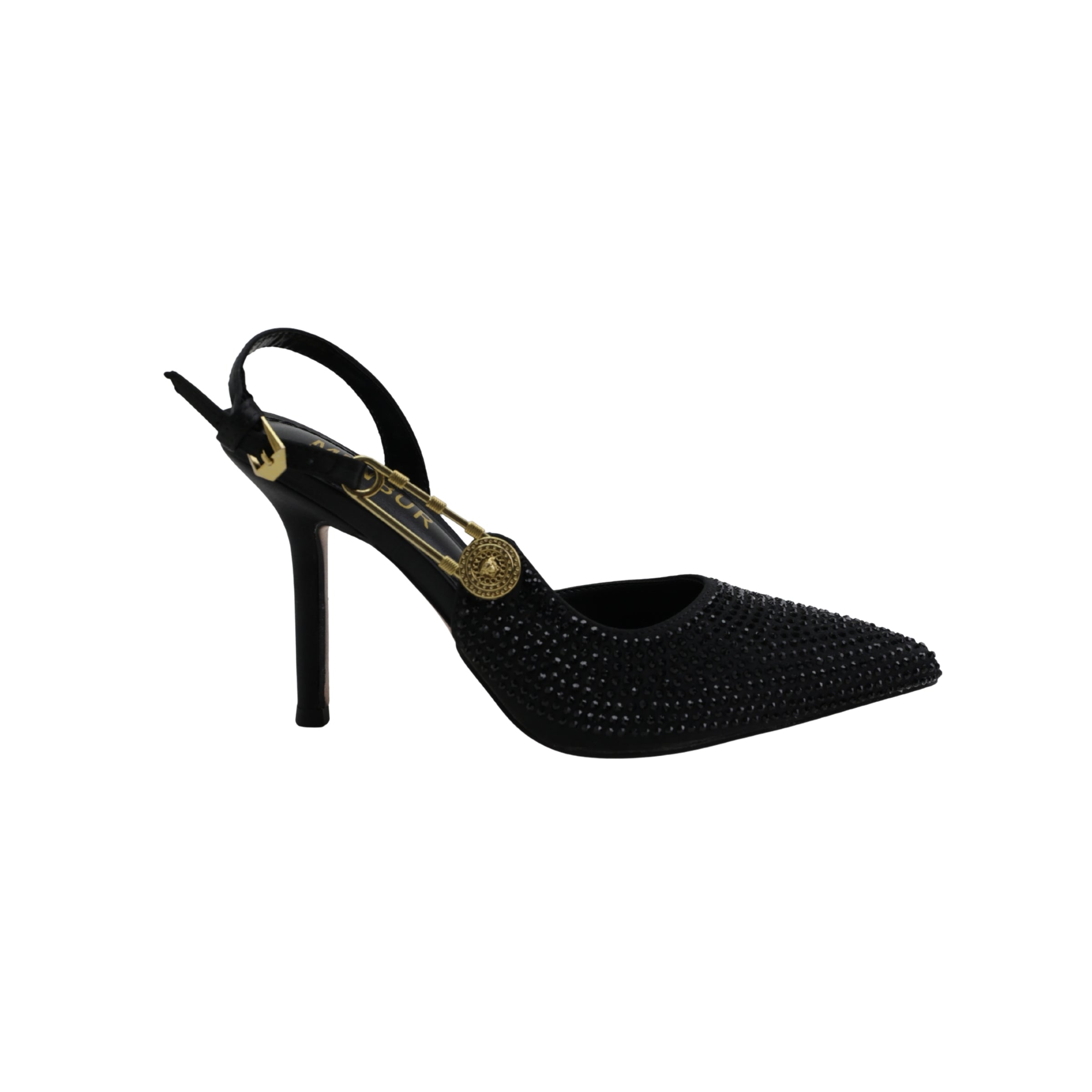 Mebur Heel Mh127 Stud With Gold Pin Strap Black