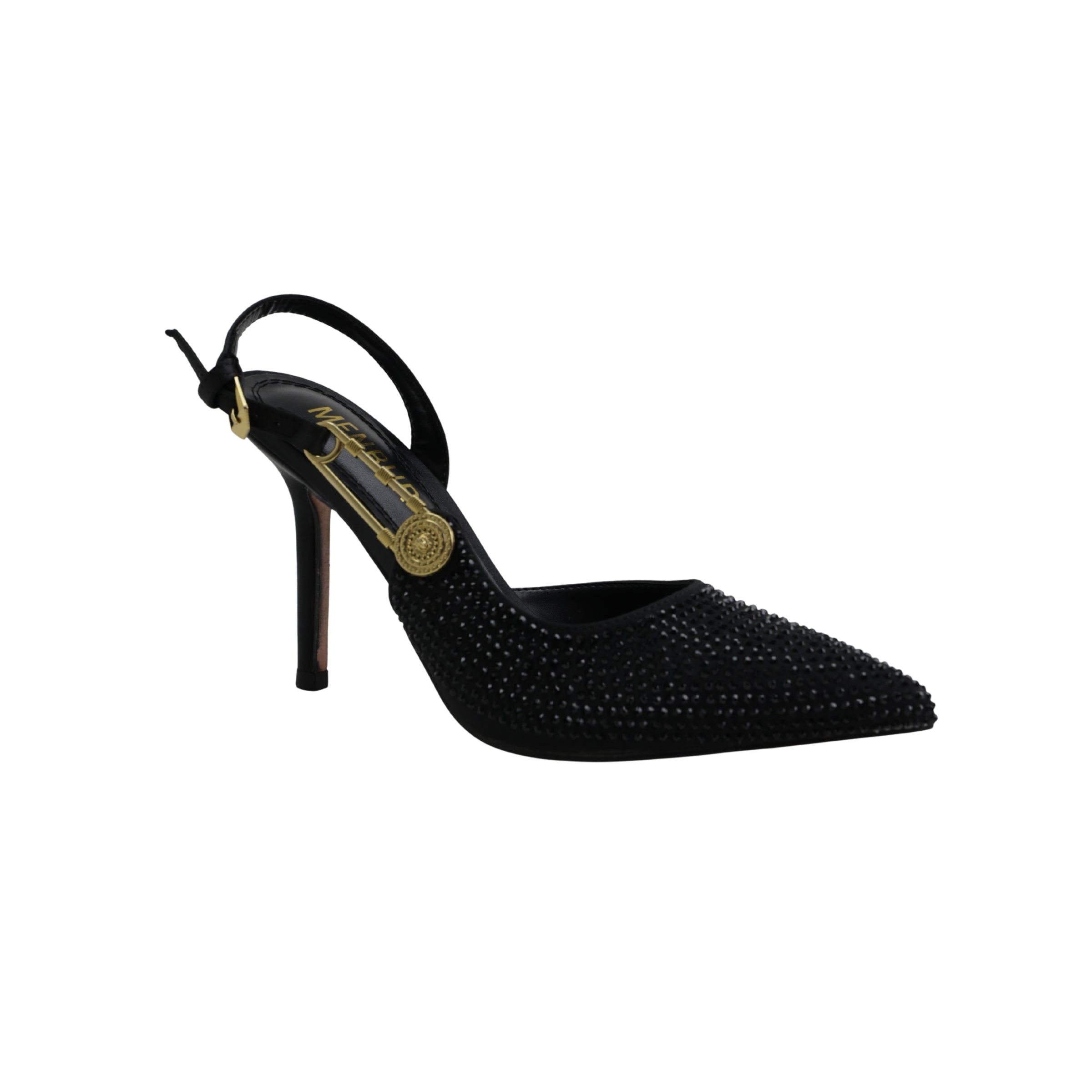 Mebur Heel Mh127 Stud With Gold Pin Strap Black