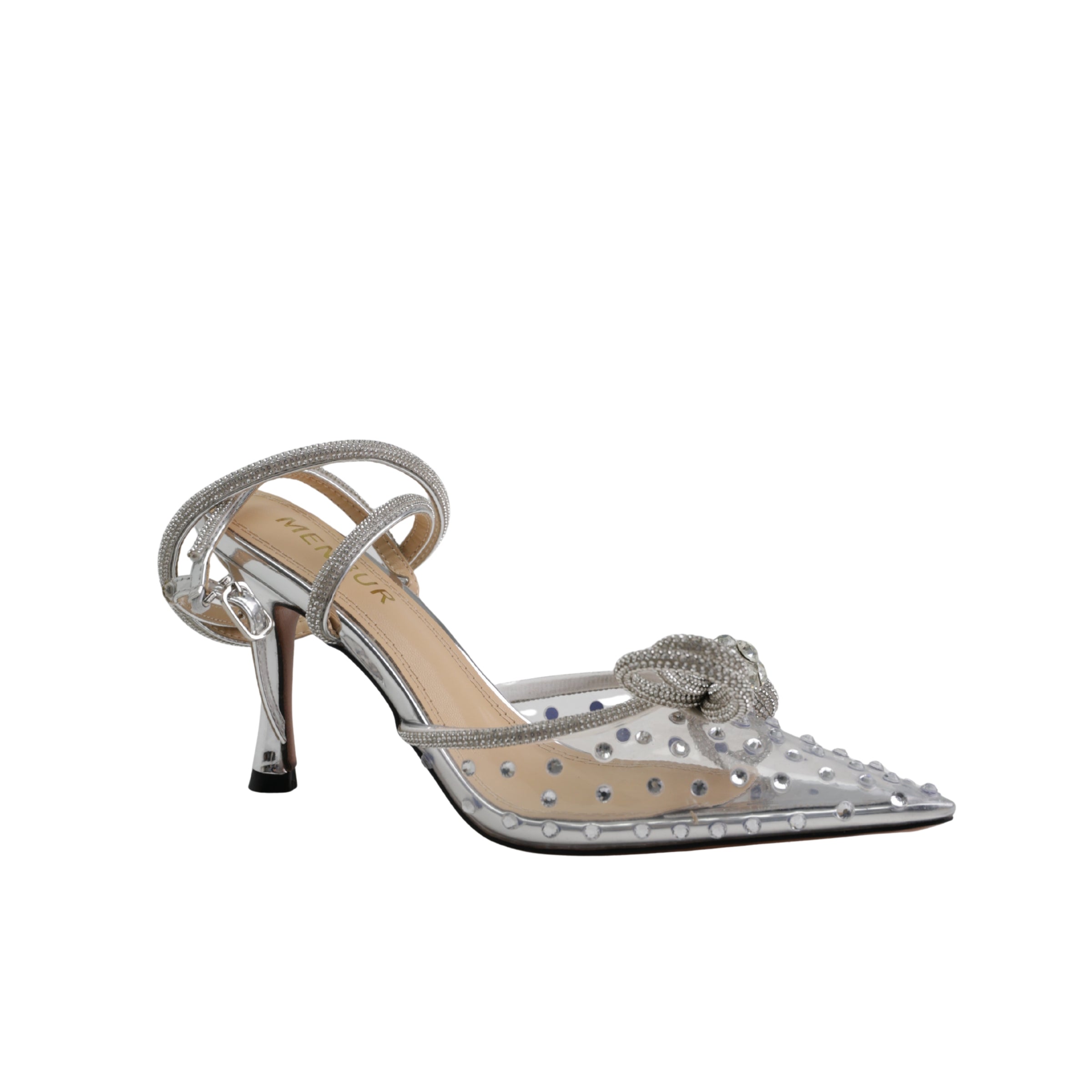 Menbur Heel Mh131 Shiny Strap Stud  Silver
