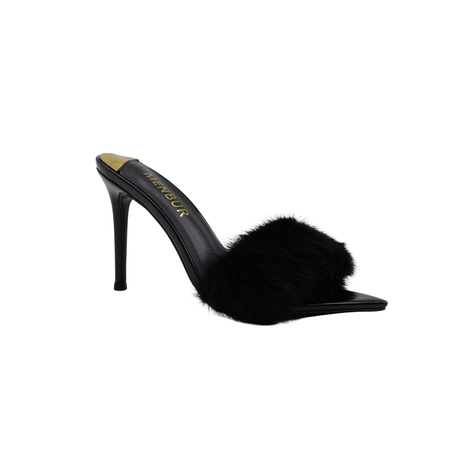 Menbur Heel Mh139  Open Toe Fur Black