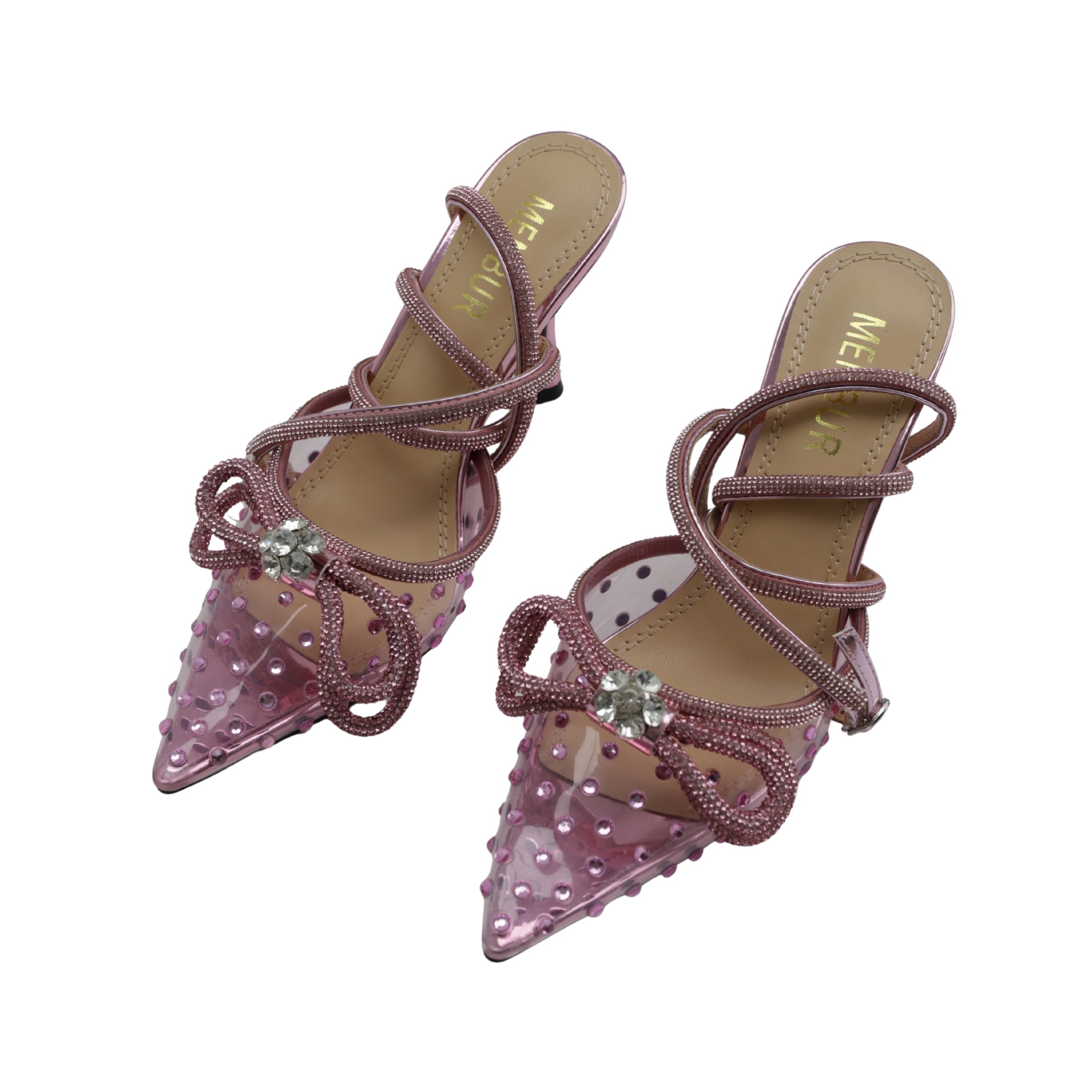 Menbur Heel Mh131 Shiny Strap Stud Pink