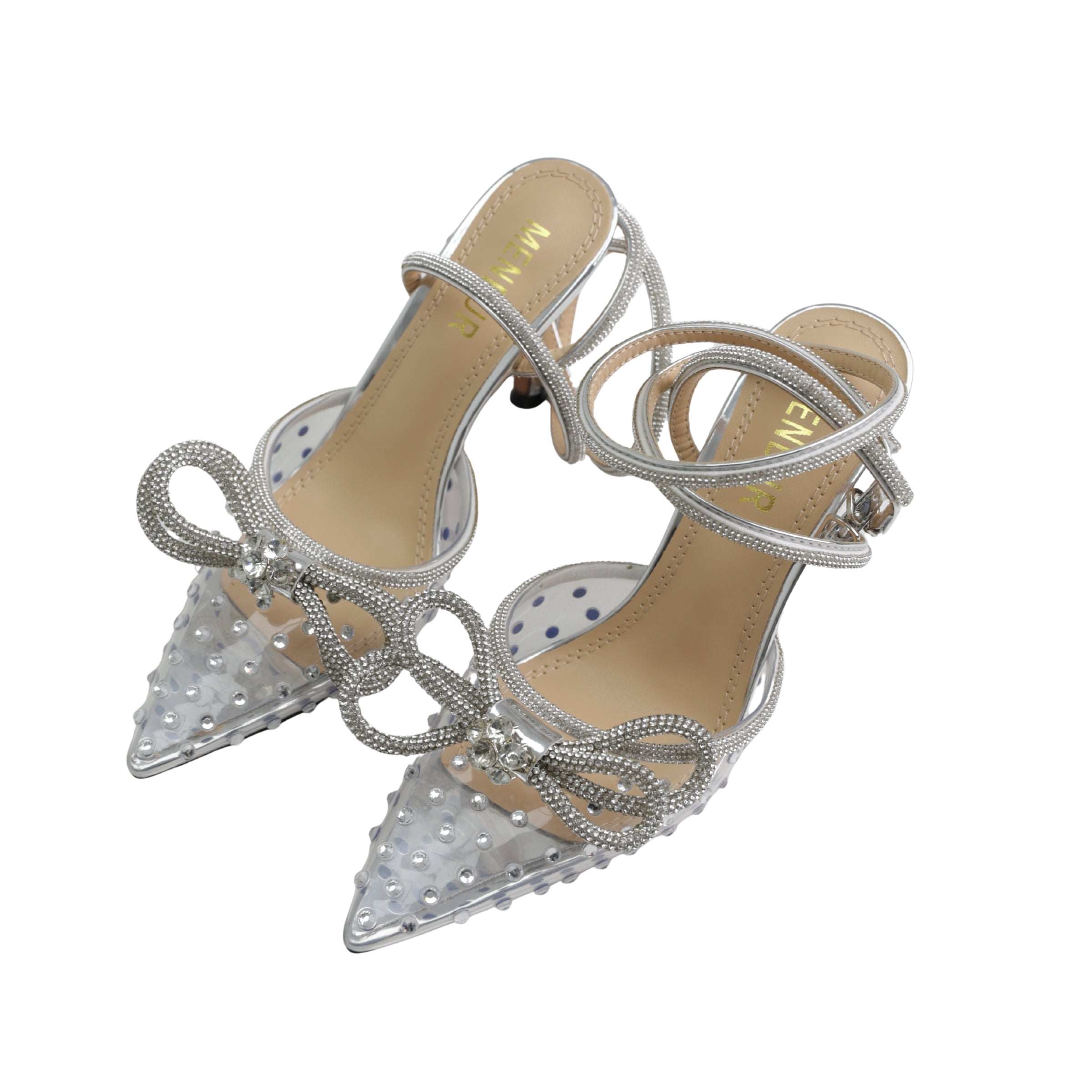 Menbur Heel Mh131 Shiny Strap Stud  Silver