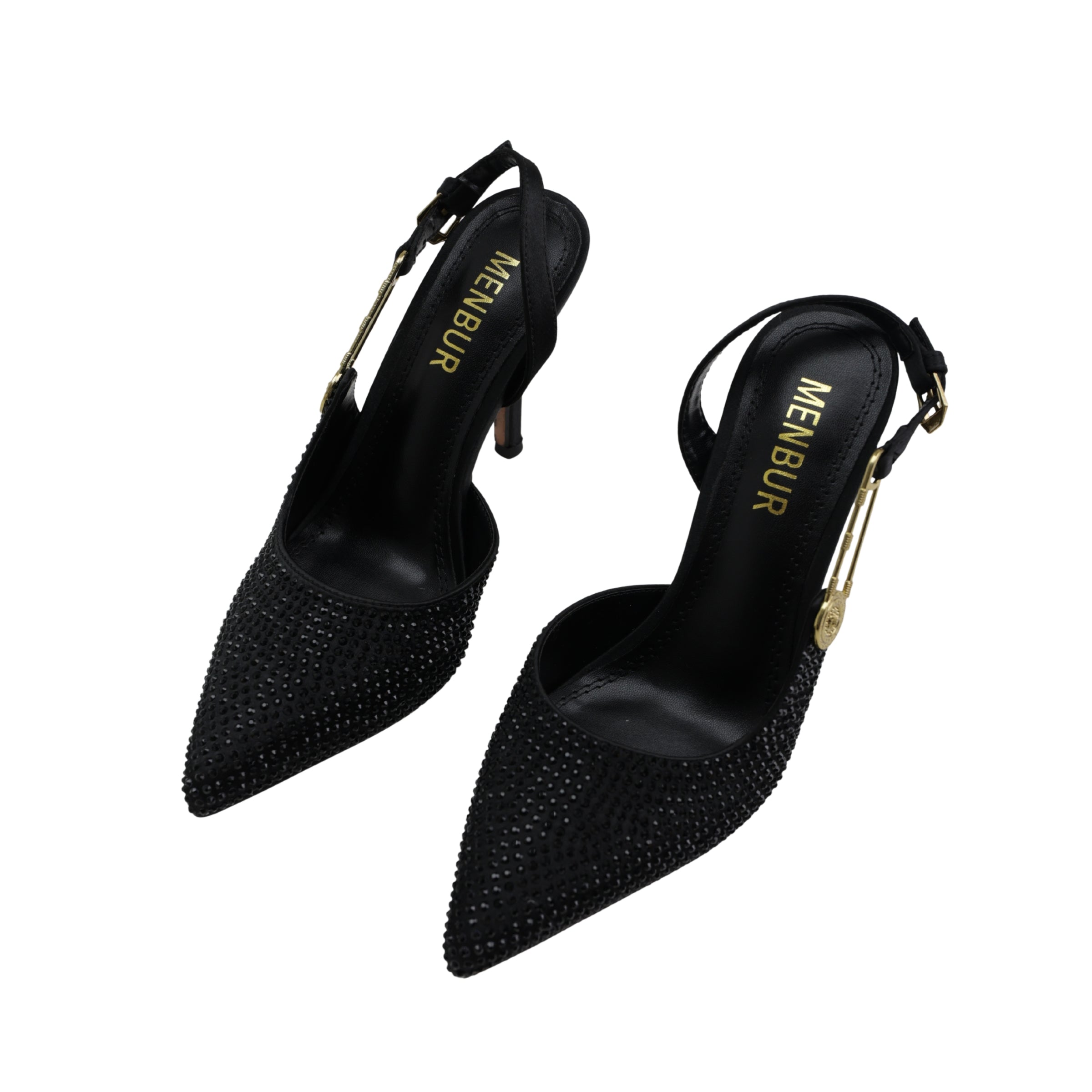 Mebur Heel Mh127 Stud With Gold Pin Strap Black