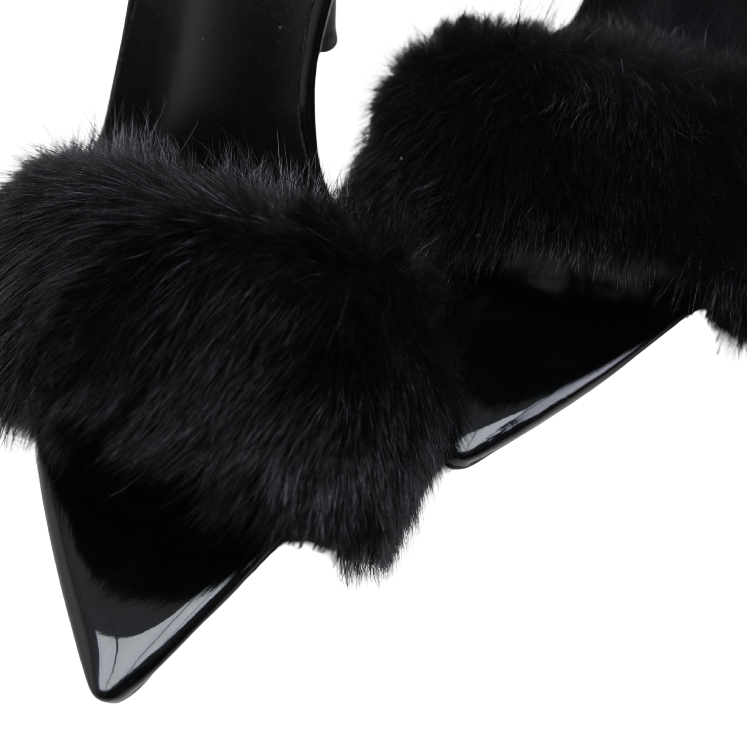 Menbur Heel Mh139  Open Toe Fur Black