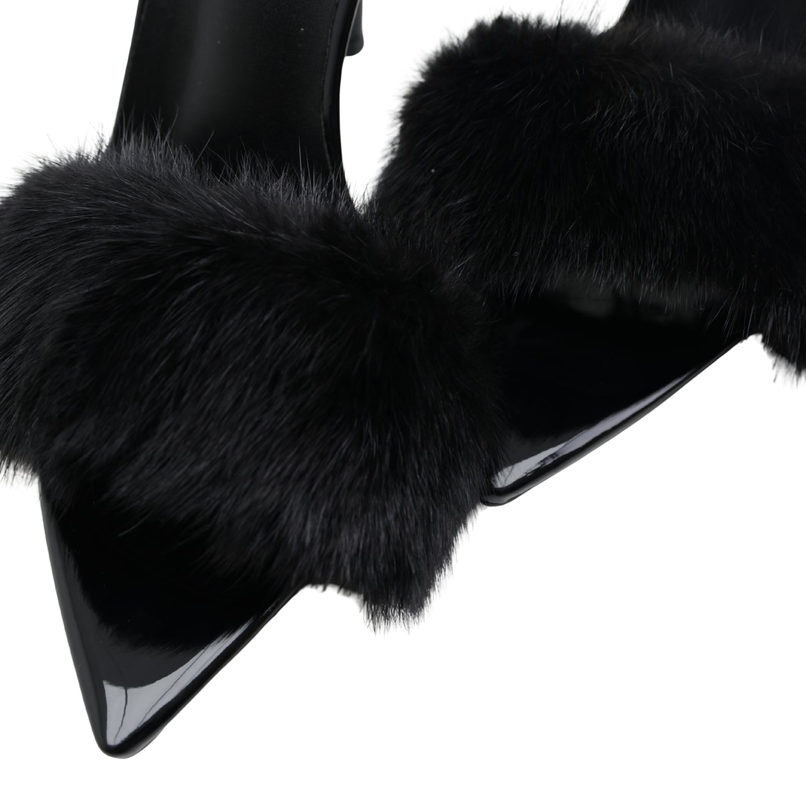 Menbur Heel Mh139  Open Toe Fur Black