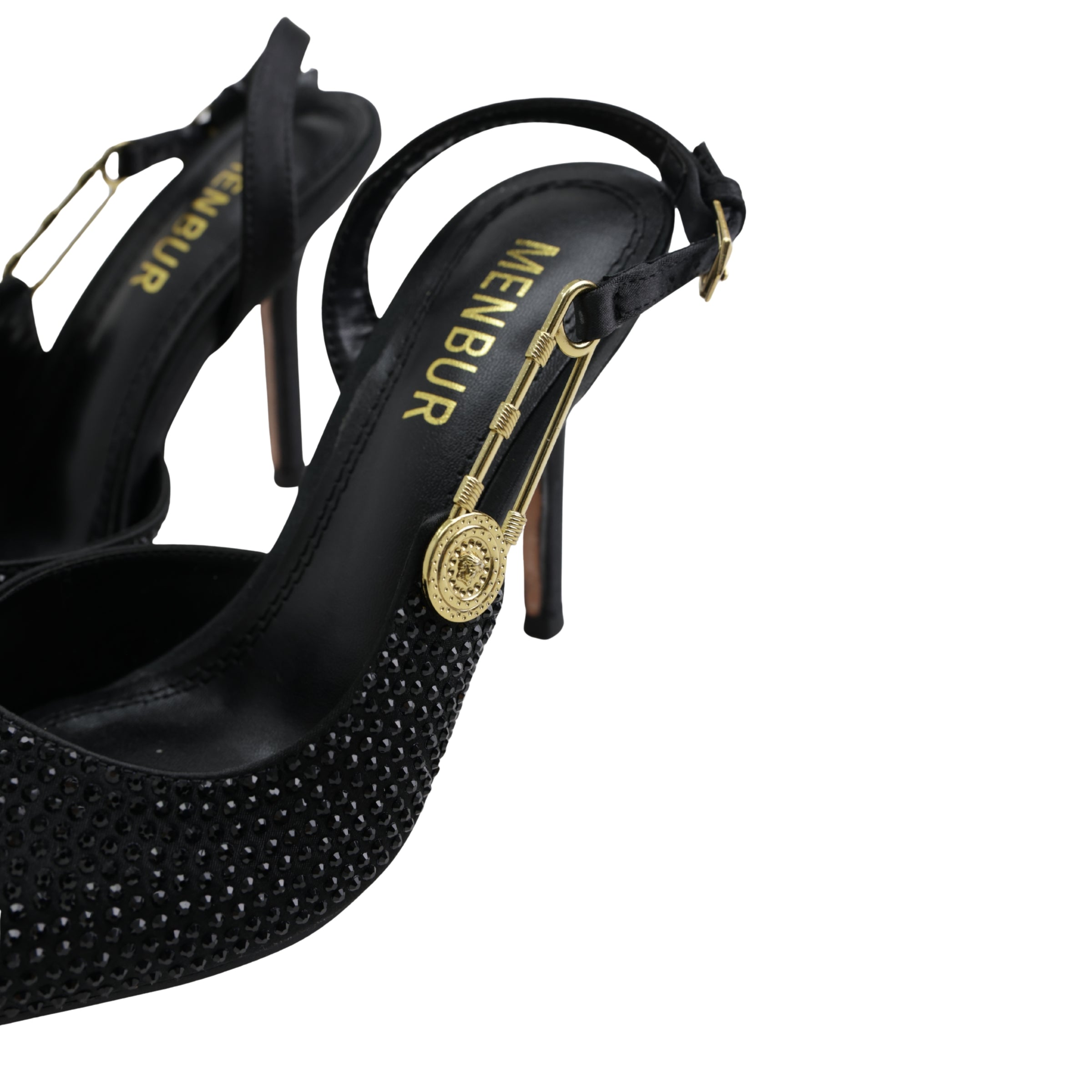 Mebur Heel Mh127 Stud With Gold Pin Strap Black