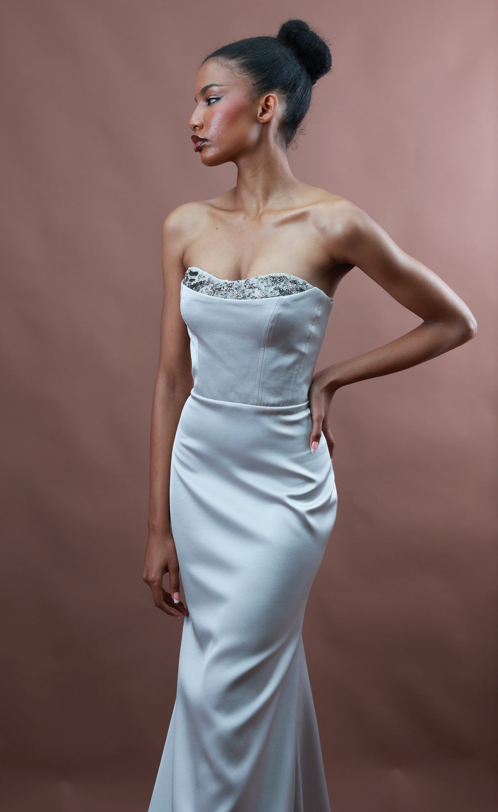 Menbur Dress Gemstone Caped Cocktail Grey