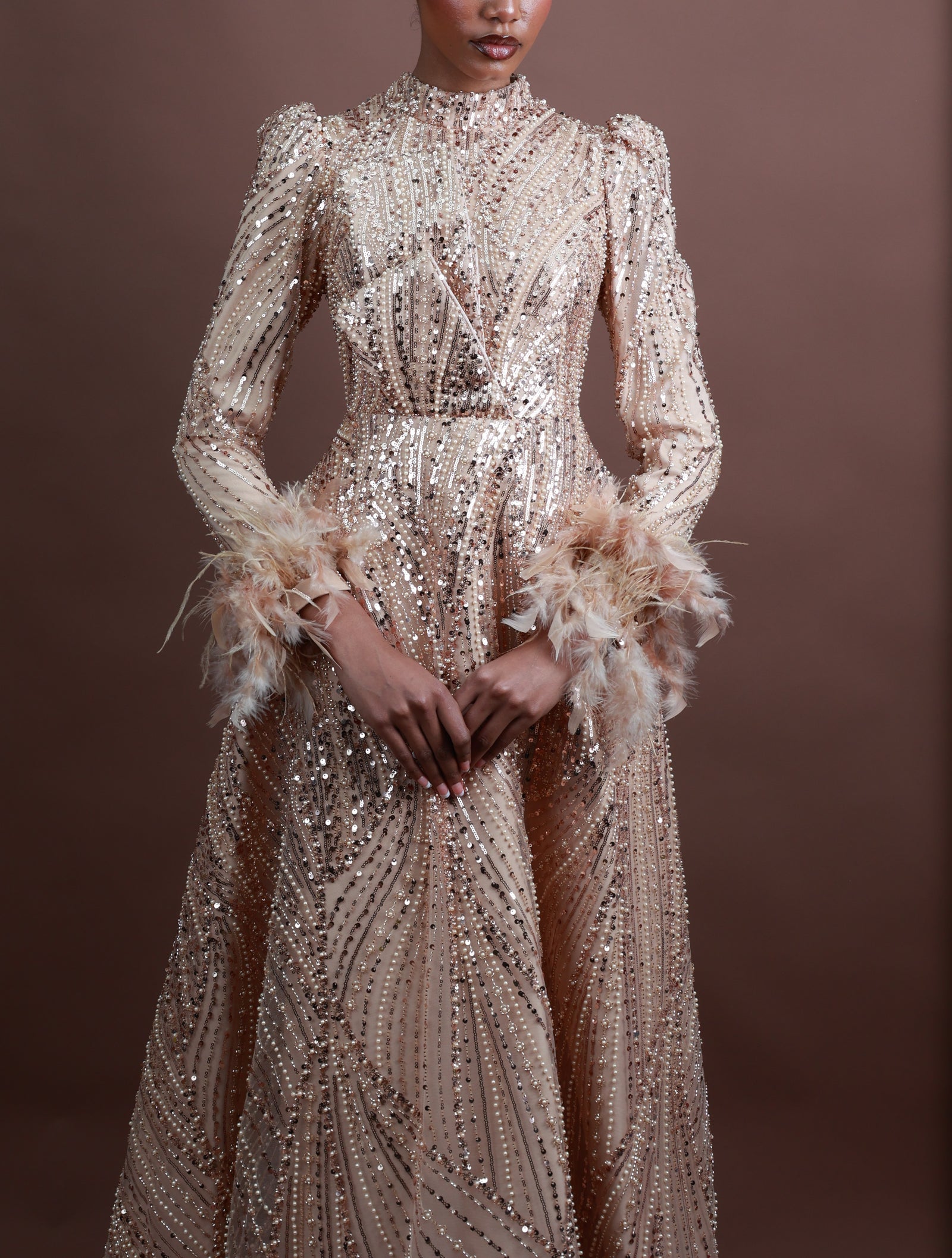 Menbur Dress Full Seq Long S Gold