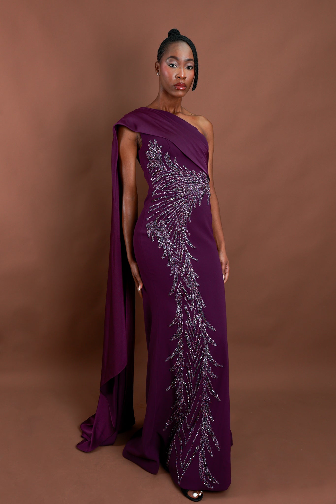 Menbur Dress Strapless Pltd Bodic Purple