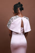 Menbur Dress Gemstone Caped Cocktail Pink